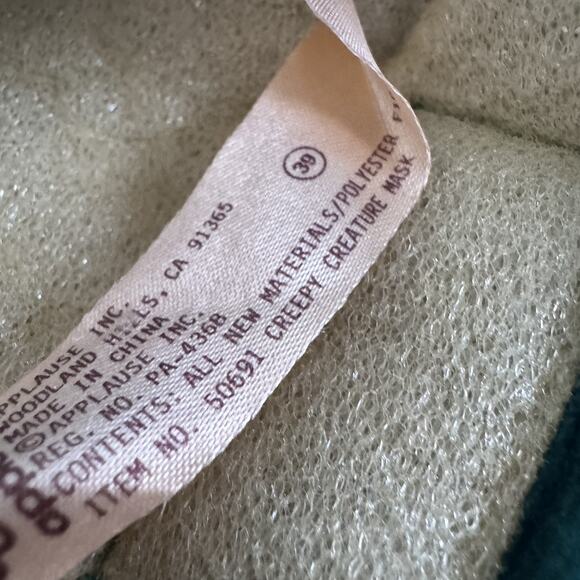 RARE Vtg Applause “Creepy Creature” Mask - Soft Foam / Plush Frog Full Face Hat - Picture 4 of 8